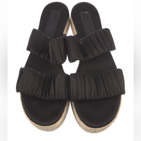 Mercedes Castillo black Satin scrunch Espadrilles platform sandals. Size 7 - Picture 9 of 10